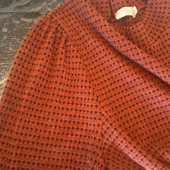 Lush Rust Mock Neck Balloon Sleeve Knit Sweater Size S - Picture 12 of 14